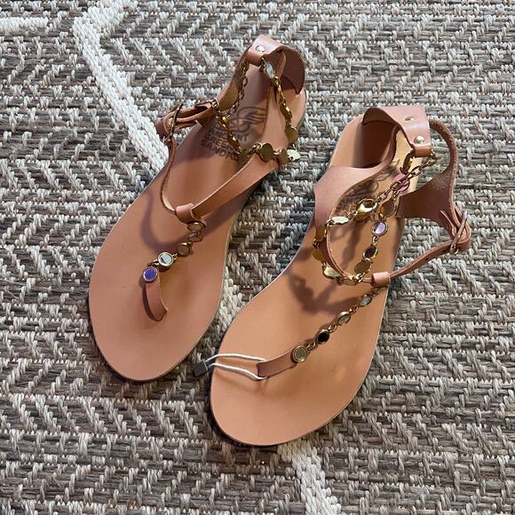 Ancient Greek Sandal Chain thong Sandal Sz 37/US 7 - Picture 1 of 5